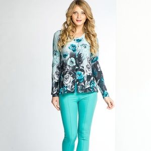 TWINSET FLORAL STRETCH LONG SLEEVE MADE IN EUROPE